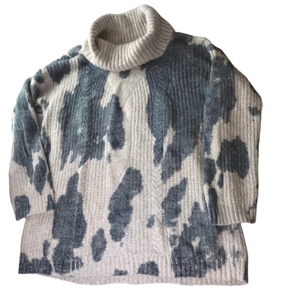 Pilcro Letterpress Anthropologie Sweater Long Sleeve, Cowl Neck Blue Cream Large - Picture 6 of 11